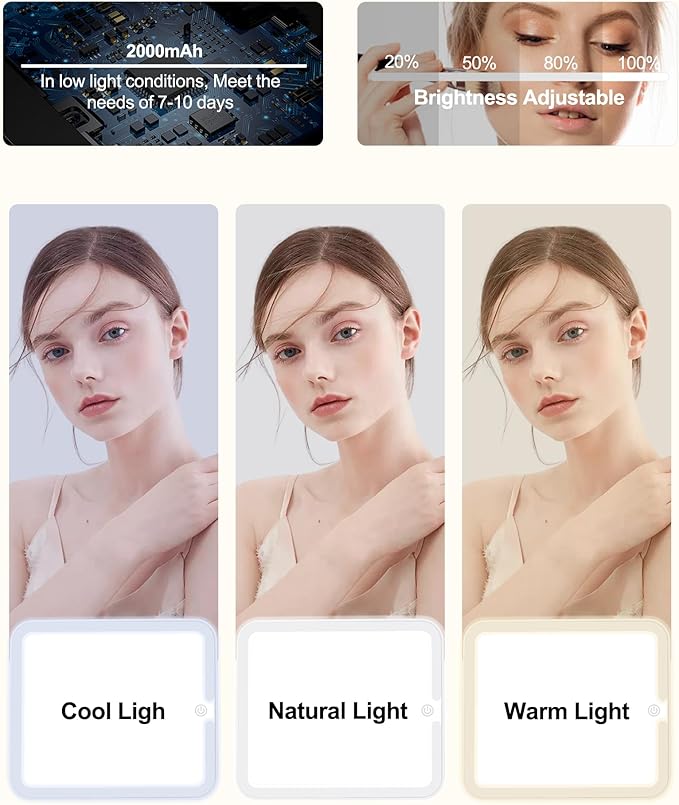 Travel Makeup Bag with LED Mirror Double Layer Makeup Case with Lighted Mirror Dual Layer Cosmetic Train Case Portable Artist Organizer Bag with Dividers and Rechargeable Vanity (Black, Small)