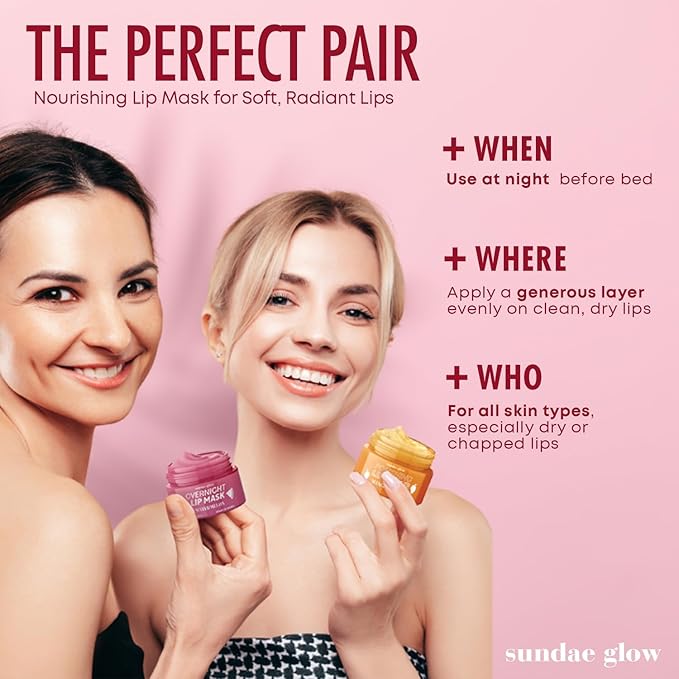 Mango, Vanilla & Watermelon Duo Lip Mask & Scrub - Dermatologist Tested, Anti-Aging, Korean Skin Care, Deep Hydration - Smooth, Soft & Plump Lips - Clean Beauty, Vegan, Non-GMO - 1 Pack