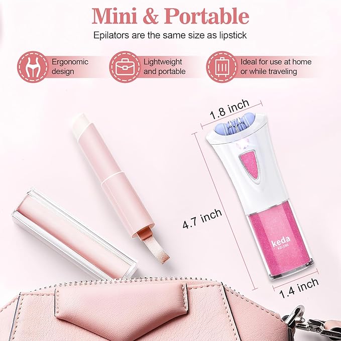 Glabrouse Skin Epilator, 2025 New Glabrouse Skin Hair Remover for Face with LED Light - Glamorous Skin Epilator for Women, Face/Arm/Bikini Area/Legs/Underarm Hair Removal