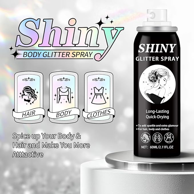 Glitter Spray for Hair and Body,Holographic Hair Glitter for Kids & Teenagers,Long-Lasting,Quick-Drying,Suitable for Festival Music Concert Party Rave Accessories (Rainy-Rainbow)