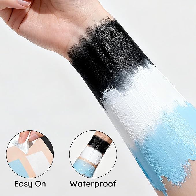 Halloween Black White Light Blue Face Painting Kit For Sally Corpse Bride Blue Tiger Makeup, Baseball Softball Sport Games, Cosplay, Costume, Theme Parties and SFX Special Effect