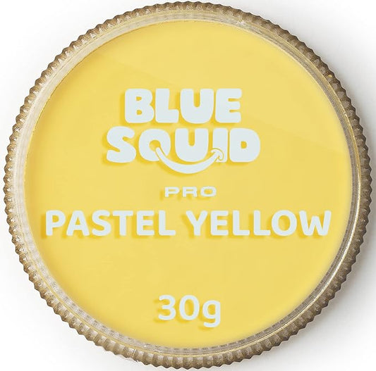 Blue Squid Face Paint Water Based Single Cake Professional Face Paint & Body Paint - Water Activated, Kids Adults Face Painting for Costume, Halloween Makeup, Cosplay - Pastel Yellow Face Paint 30g