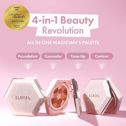 Blending Cushion 4-in-1 Korean Cushion Foundation with Italian Caviar, Collagen & Hyaluronic Acid - 12HR Long Lasting, Hydrating & Age-Defying Makeup Concealer 0.44 oz (#21 Light Beige)