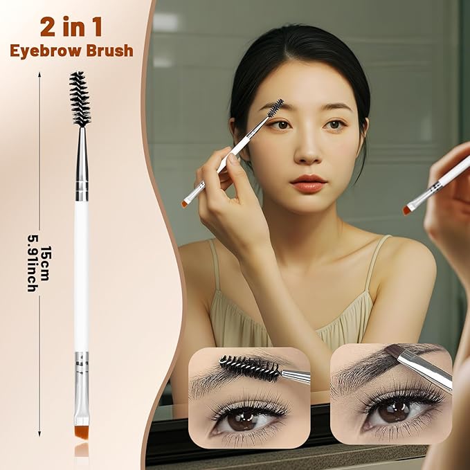 Stainless Steel Eyebrow Razor - Face Razors with Travel Cover & 10 Refill Blades, Eyebrow Brush - Help Exfoliate and Smooth Skin for Eyebrow, Leg, BIKINI, Facial, Beard Remove - L