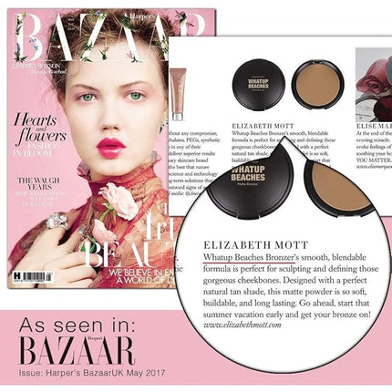 Elizabeth Mott Whatup Beaches Matte Bronzer Powder & Contour for Face, Long-Lasting Natural Sun-Kissed Bronzing Finish for All Skin Tones, Buildable Pressed Compact Makeup, Vegan & Cruelty-Free (10g)