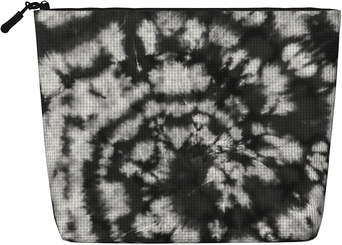 MOLAIGIN Tie Dye Black White Grey Cosmetic Bag For Women, Travel Makeup Bag, Toiletry Zipper Bag, Large Capacity Aesthetic Cases