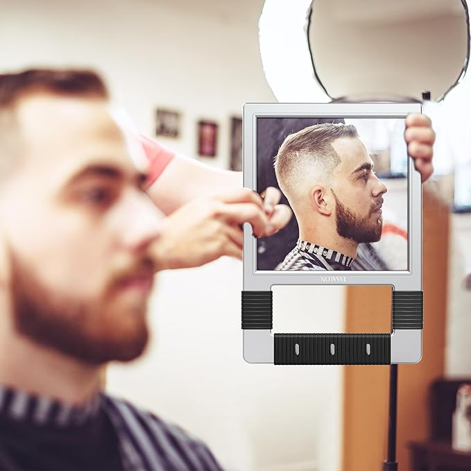 TASALON Unbreakable Hand Mirror, Silver, Rectangular, Tabletop Mount, ABS Frame, Handheld Mirror for Barber, Salon, Makeup, Shower