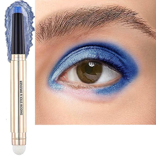 Blue Eyeshadow Stick Eyeliner pencil Makeup Cream Shimmer Smooth Eye shadow Pencil Hypoallergenic Waterproof Long Lasting Dark Light Navy Single palette Pencil Eye shadow Pen (16#)