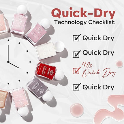 modelones Jelly Nude Nail Polish, 15 ml Valentines Pink Translucent Quick Dry Nail Lacquer Strengthener Long Last Shine Fingernail Toe Nail Art DIY Home Manicure Gift for Women Girls