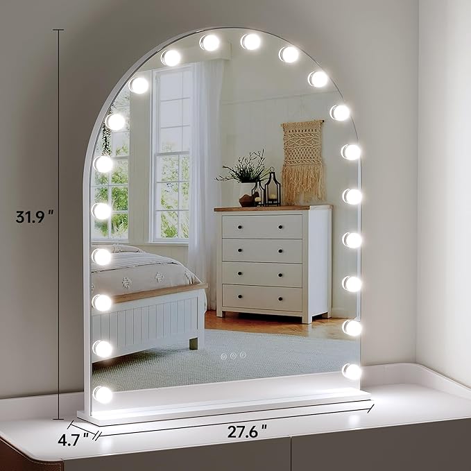 ZL ZELing Vanity Mirror with Lights Makeup Mirror with Lights 20 Dimmable Bulbs Hollywood Lighted Makeup Mirror 3 Color Lighting Modes Wall Mount/Tabletop