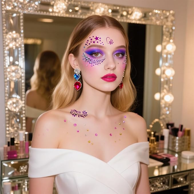 47 Pcs Face Paint Stencil Kit – 25 Sets Reusable Flowers Plants Sports Shapes Face Painting Templates with 265 Designs, Brushes, Sponges & Stickers – Body Makeup Stencils for Kids Halloween Party