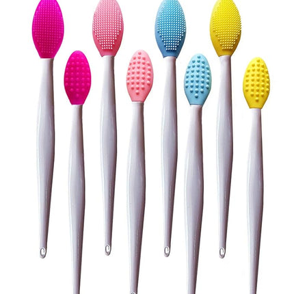 Lip Scrub Brush,Lip Scrubber Exfoliator,Double-Sided Silicone Lip Exfoliating Tool for Men Women Lip Lightening,Lip Exfoliator Scrubber Tool for Dark Lips (8 PCS)