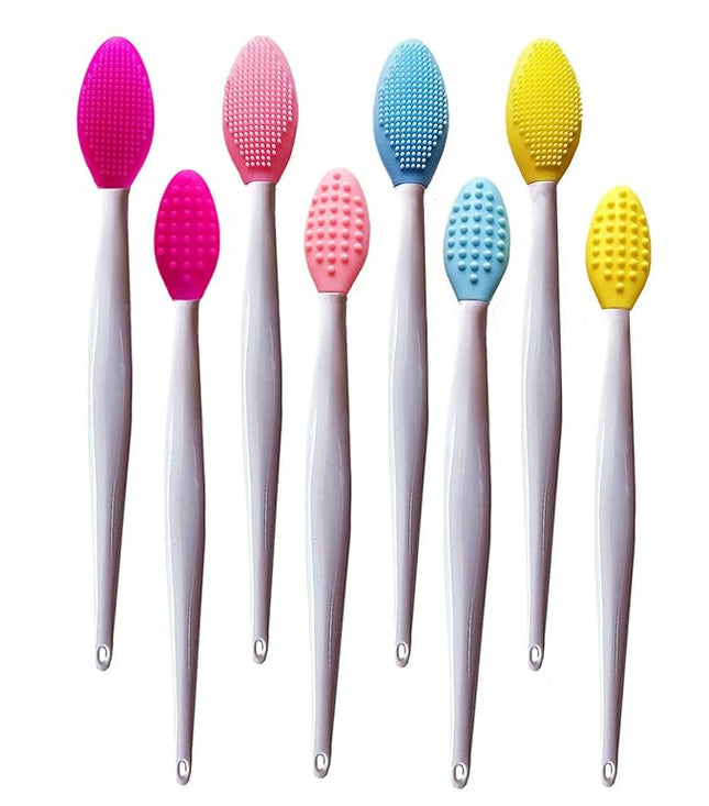 Lip Scrub Brush,Lip Scrubber Exfoliator,Double-Sided Silicone Lip Exfoliating Tool for Men Women Lip Lightening,Lip Exfoliator Scrubber Tool for Dark Lips (8 PCS)