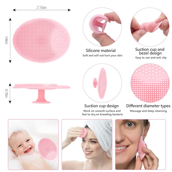 Silicone Face Scrubber, 2pcs Exfoliating Lip Brush, 2pcs Face Cleansing Brush & Silicone Facial Mask Brush Exfoliator Blackhead Skin Care Tool
