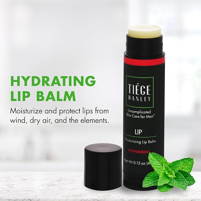Tiege Hanley Hydrating Lip Balm, Peppermint - Moisturizing Lip Care Treatment Products for Dry & Cracked Lips - Hidratante de Labios