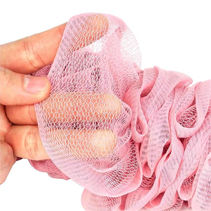 Back Scrubber for Shower,Loofah Long Handle Bath Body Brush,Soft Nylon Mesh Sponge for Shower,Loofah On a Stick for Men Women,Exfoliating Scrub Cleaning Luffa for Elderly(2-Pack,Pink)