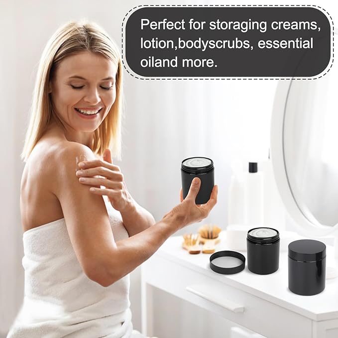 30 Packs 8.8oz (250 ml) Black Plastic Jars with Lids, Cosmetic Containers jars with Wide-Mouth for slime, beads, rhinestones, sequins Cosmetics, Lotion, Cream, Ointments and More by KUKLIPJIM.