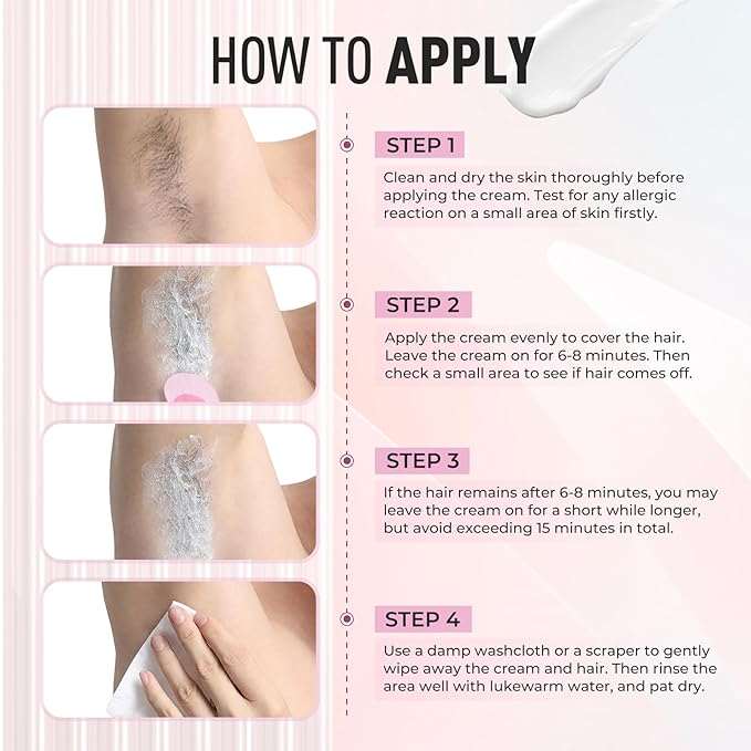 Hair Removal Cream for Women: Painless Depilatory Cream for Bikini Line, Private Areas, Body, Legs, Arms, Underarms, All Skin Types, Gentle & Quick, 120g