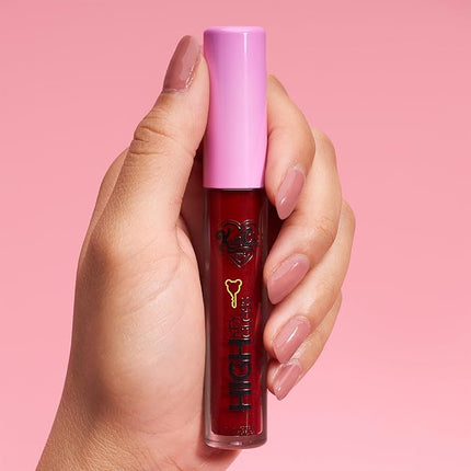 Kimchi Chic Beauty High Key Gloss, High-Shine Lip Gloss Helps Illuminate Your Look and Face, Non-Sticky, Deep Burgundy Red, 04 Pomegranate, 3.5ml