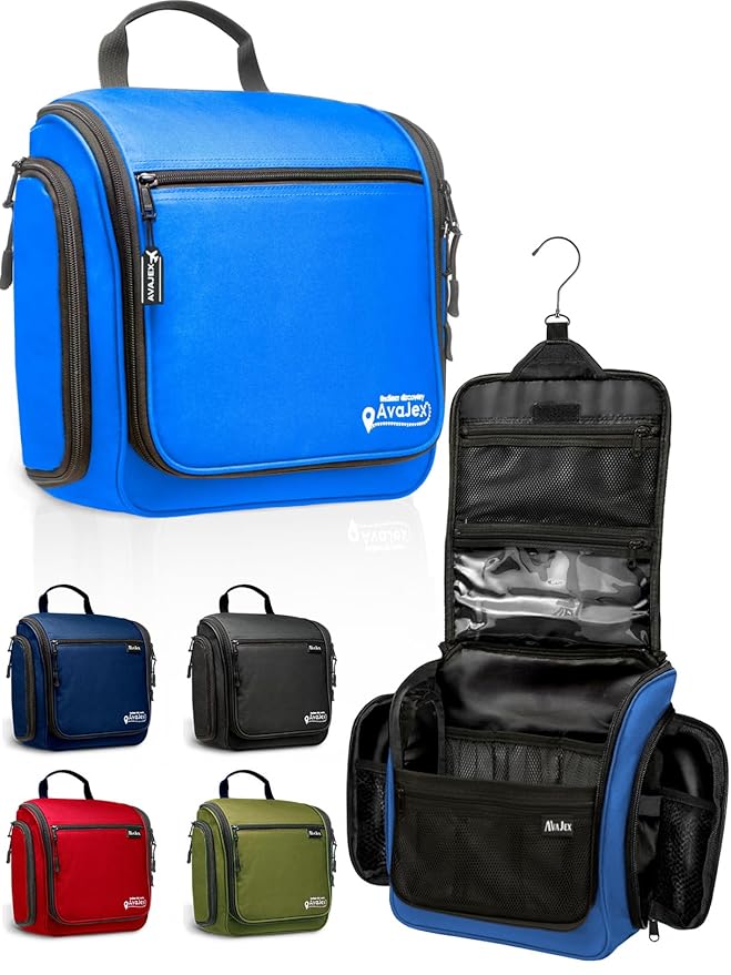 Travel Toiletry Bag for Men and Women - (10.6”x10.6”x3.2”) Large Hanging Toiletry Organizer - Waterproof Hygiene Bag with Metal XXL Swivel Hook, with Sturdy Zippers and 19 Compartments for Toiletries