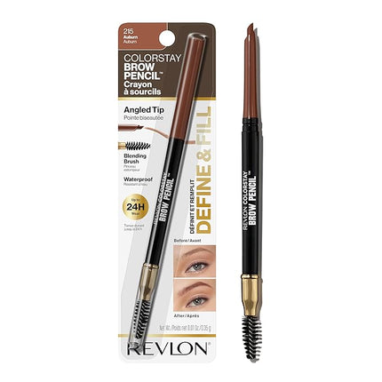 Revlon ColorStay Eyebrow Pencil with Spoolie Brush, Waterproof, Hair-Like Strokes for Natural Looking Brows, 215 Auburn, 0.021 oz