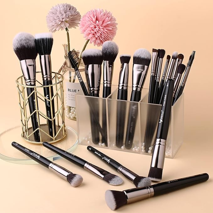 BEILI Makeup Brushes 40Pcs Professional Makeup Brush Set Premium Synthetic Kabuki Foundation Blending Face Powder Blush Concealers Eye Shadows Make Up Brushes Kit