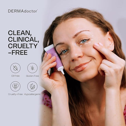 DERMAdoctor Caffeine Eye Cream for Dark Circles, Anti Aging Illuminator, Hydrating Under Eye Cream with SPF 30 for Puffiness, Wrinkles, and Bags Under Eyes, Dermatologist Formulated - 0.5 oz