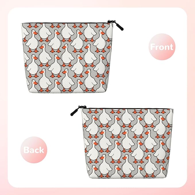MOLAIGIN White Black Gooses Cosmetic Bag For Women, Travel Makeup Bag, Toiletry Zipper Bag, Large Capacity Aesthetic Cases