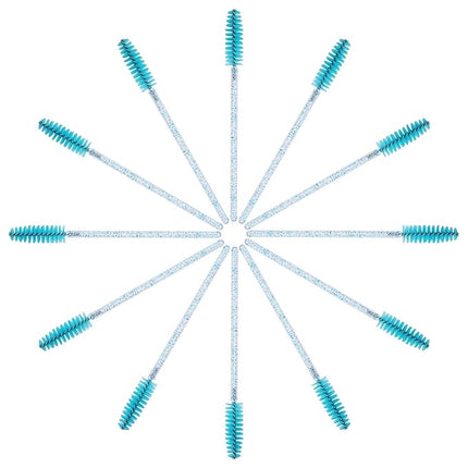 CHEFBEE 100PCS Disposable Eyelash Brush, Mascara Wands Makeup Brushes Applicators Kits for Eyelash Extensions and Eyebrow with Container (Blue)