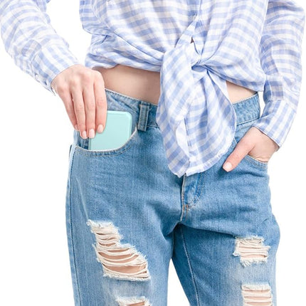 WOBSION Small Mirror with Lights,LED Compact Makeup Mirror,1x/3x Mini Travel Mirror with Magnification,Portable for Purse,Pocket,Gifts for Girls,Cyan