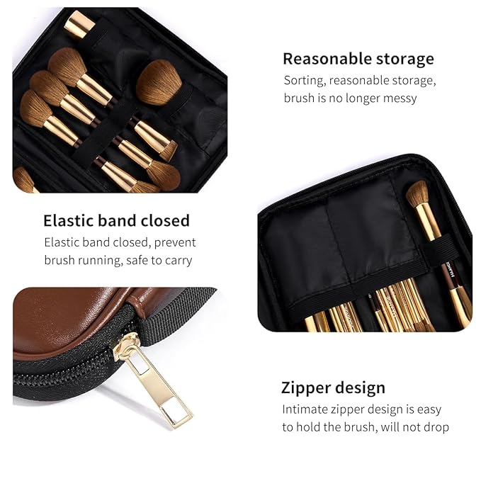 MAANGE 20 PCS Makeup Brush Set, Double-ended Kabuki Brush Foundation Contour Brush for Liquid Powder Concealer Eye Shadows Cream Cosmetics Blending Blush Face Makeup Tools with Case (Coffee Gold)