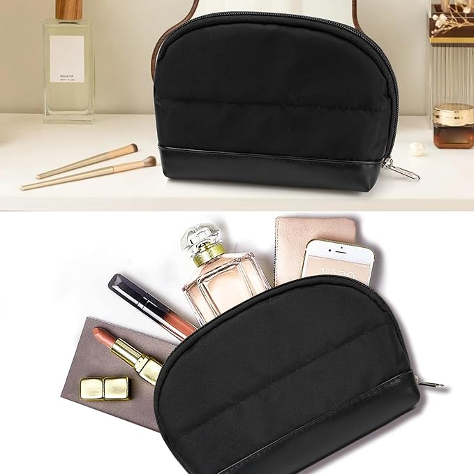 Ethereal Small Makeup bag for Purse, Cute Cosmetic Bag Portable Mini Makeup Pouch for Women Black