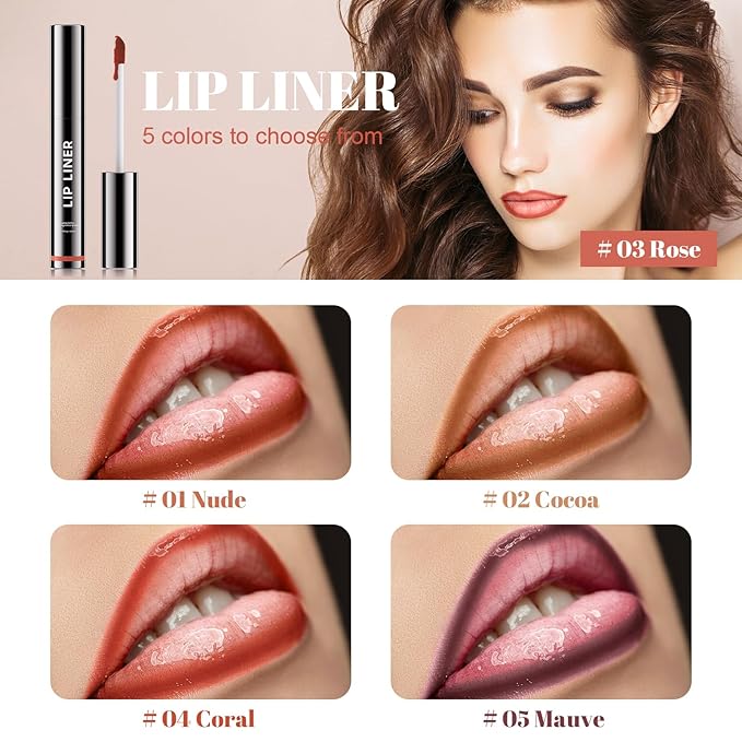 Lip Stain - Long Wear Tattoo Lip Liner, Waterproof & Transfer-proof Peel Off Lip Stain with Matte Finish, Lip Tint For All Skin Types, Great Gifts for Women (Rose)