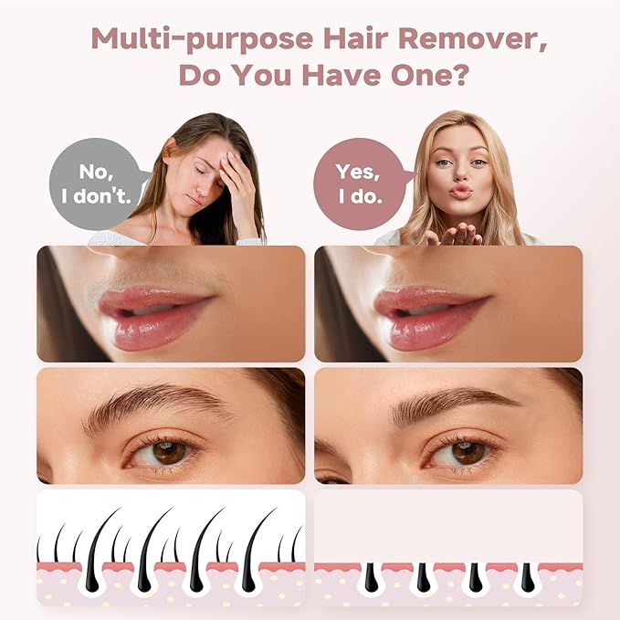 Facial Hair Remover for Women(Gen 3 Pro), Eyebrow Facial Trimmer, Luxury 2 in1 Hair Removal Device for Face, Lip, Nose, with Replacement Heads