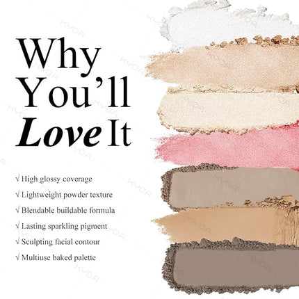 KYDA Face Sculpting Contour Palette, Smooth Matte Contour Pressed Powder, Ultra-fine Lightweight, Easy to Blend, Multiuse Baked Contour Makeup-TAUPE