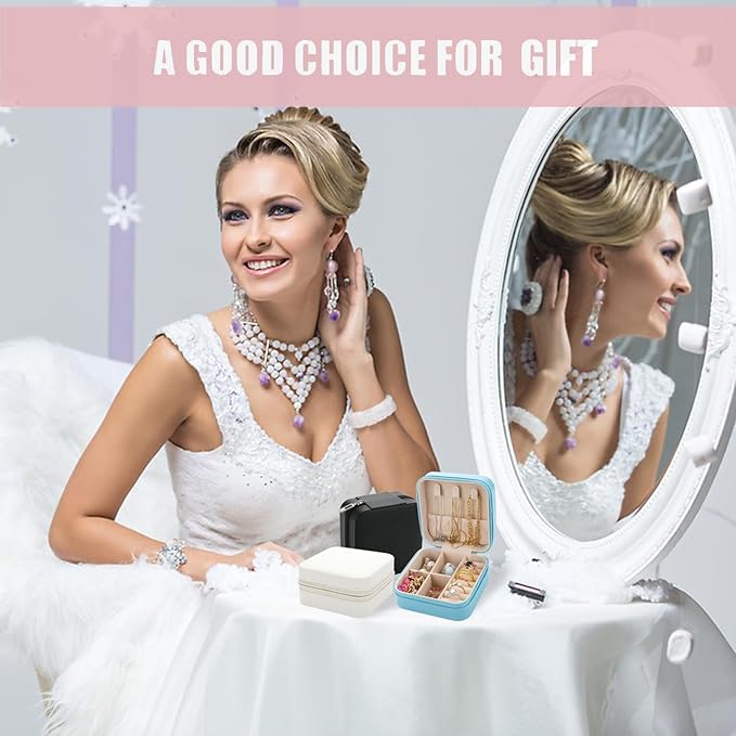 Bridesmaid Proposal Gifts Letter Cosmetic makeup bag bulk for Wedding Party Favors Bachelorette party decorations Toiletry Organizer Bag Makeup Case Gift (6, White&SkyBlue)