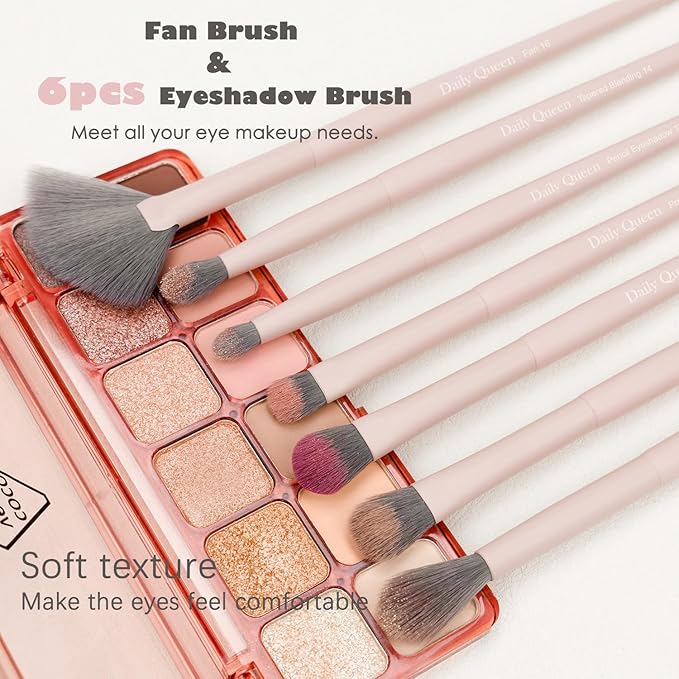 20pcs Pink Essential Makeup Brush Set Professional Powder Concealers Eye shadows Blush Eyeliner Eyebrow Contour Eye blending foundation kit (20pcs makeup brush set)
