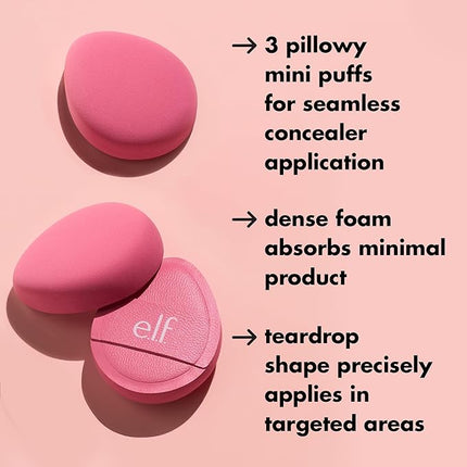 e.l.f. Pillow Puff Concealer Sponge, Beauty Blender For Streak-Free, Even, Makeup Application With Airbrushed Finish, Latex-Free, Vegan & Cruelty-Free