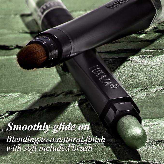 FIREFLIES LIGHT Eyeshadow Stick Makeup 6PCS Set, Green Metallic Shimmer Matte Cream Eye Shadow Eyeliner Brightener Pencil Crayon - FIREFLIES LIGHT