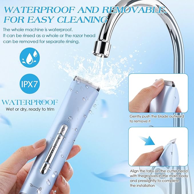 2 in 1 Bikini Trimmer for Women Dual Head Electric Razors IPX7 Waterproof Wet & Dry Use, Electric Shaver for Women Private Area Facial Body Underarm Leg Arm Hair Remover for Pubic Hair