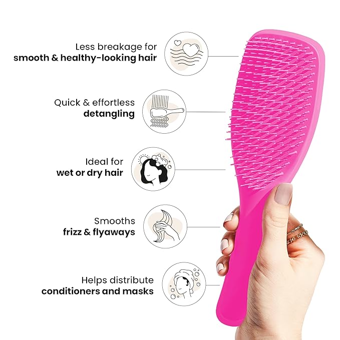 Tangle Teezer Ultimate Detangler Brush for Wet & Dry Hair, Eliminates Knots & Reduces Breakage for All Hair Types, Runway Pink