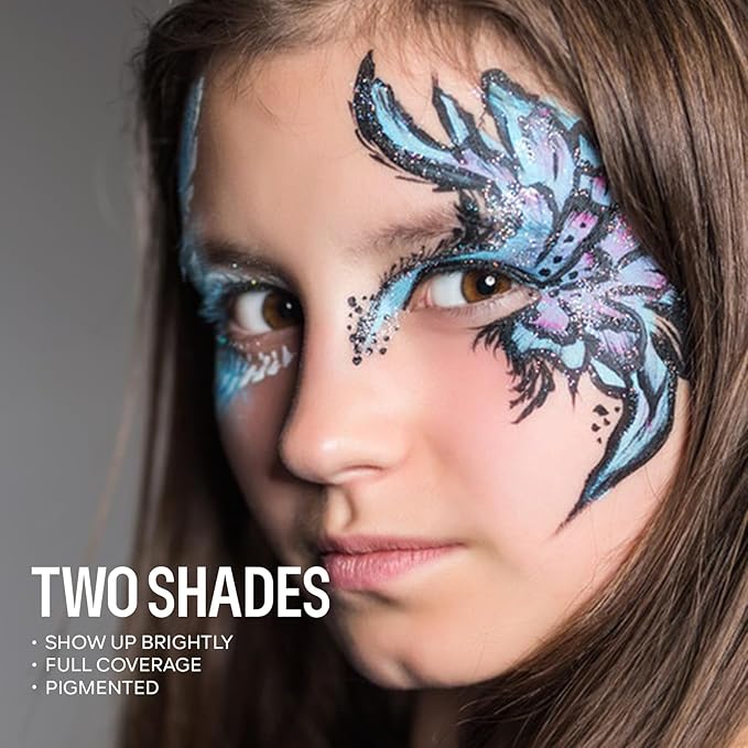 Purple Cyan Face Body Paint Makeup Foundation 30 g, Water Activated Cream to Powder Face Body Paint Makeup for Halloween Costume Cosplay Theater Stage Dress-Up Makeup,Matte Finish Non Toxic