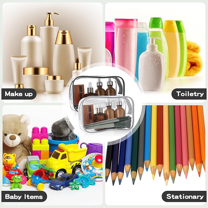 Weewooday 12 Pieces Clear Makeup Bags Cosmetic Storage Bags PVC Zipper Pouches Travel Waterproof Makeup Plastic Case for Women Organizing Toiletries Traveling Bathroom(Medium,Multicolor)