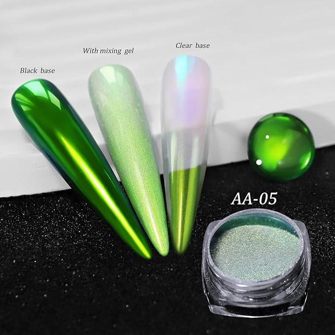 CHARMING MAY Holographic Chrome Nail Powder Sparkle Diamond Reflective Glitter Dust Metallic Nail Powder Magic Galaxy Effect for Nails Art (12Box Chameleon)