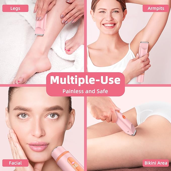 Bikini Trimmer for Women 2 in 1 Electric Shaver Razors IPX7 Waterproof Pubic Hair for Underarm Leg Arm Body (Pink)