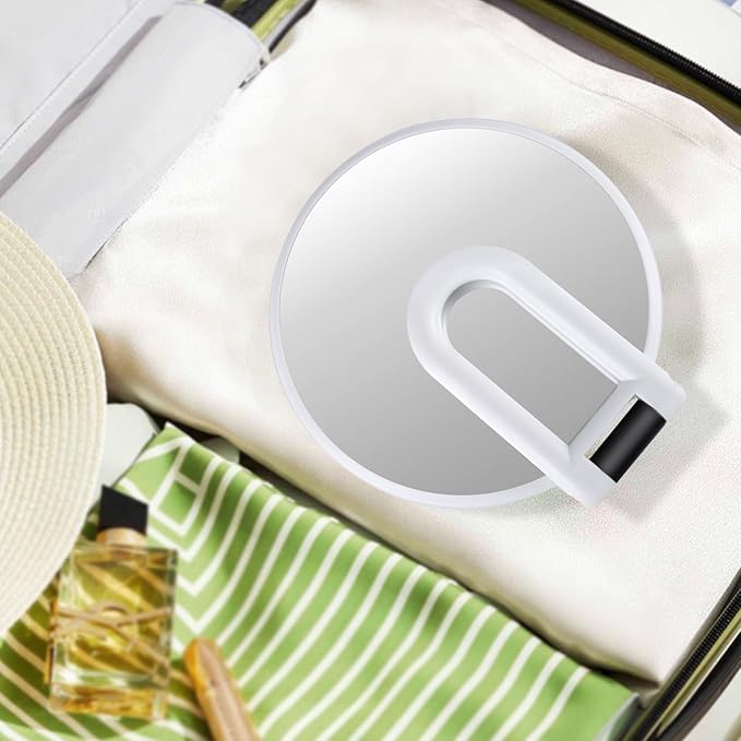 30X Magnifying Mirror, Travel Hand Mirrors with Handle, Double Sided Handheld Mirror with 30X/1X Magnification & Foldable Handle, Portable Small Makeup Mirror for Desk, White