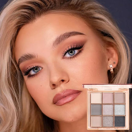 K'APEINE Nude Eyeshadow Palette, 9Colors Matte Shimmer Makeup Palette Neutral Pink Eye Shades High-Pigment Glitter Eyeshadow Makeup with Long-Wearing Formula for Women Daily, Wedding, Parties-LG3