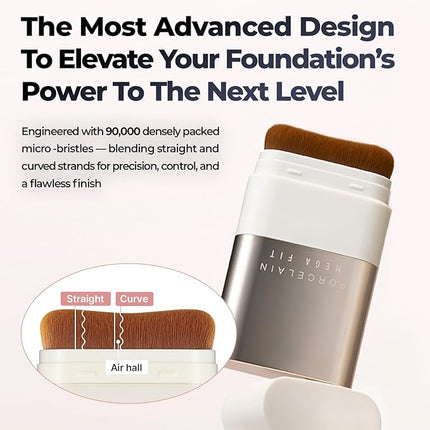 Mega Fit Stick Foundation with Built-in Brush-Full Coverage Creamy Formula for Porcelain Skin Finish, Hydrating&Long Lasting, Master Porcelain, Shade 23, 0.56 oz (02W Honey Beige)