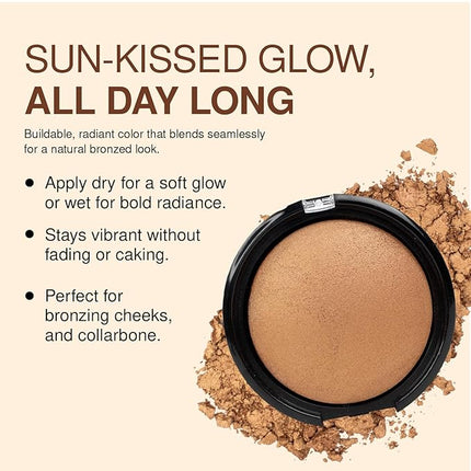 Palladio Baked Bronzer, Highly Pigmented and Easy to Blend, Shimmery Bronzed Glow, Use Dry or Wet, Lasts all day long, Provides Rich Tanning Color Finish, Powder Compact, Caribbean Tan
