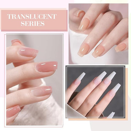CANNI Jelly Gel Nail Polish Set – 6 Colors 9ML Sheer Milky White & Nude Pink Translucent Soak Off UV LED Nail Gel for French Manicure, DIY Nail Art at Home or Salon